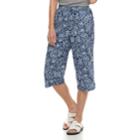 Women's Gloria Vanderbilt Marjorie Printed Sheeting Capris, Size: Small, Blue (navy)