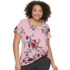 Juniors' Plus Size Candie's&reg; Knot-front Crepe Top, Teens, Size: 2xl, Pink