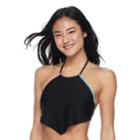 Mix And Match Shell Stitch High-neck Halter Bikini Top, Teens, Size: Large, Black