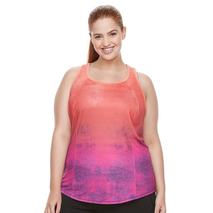 Plus Size Tek Gear&reg; Splatter Ombre Easy Performance Tank, Women's, Size: 2xl, Brt Orange