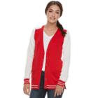 Juniors' So&reg; Colorblock Varsity Cardigan, Teens, Size: Xl, Red