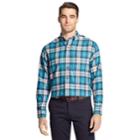 Men's Izod Classic-fit Plaid Flannel Button-down Shirt, Size: Medium, Blue