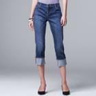 Women's Simply Vera Vera Wang Cuffed Capri Jeans, Size: 8, Med Blue