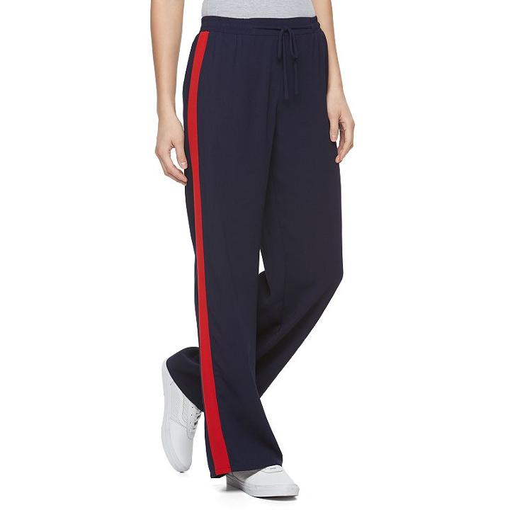 Juniors' Joe B Varsity Stripe Crepe Track Pants, Girl's, Size: Xs, Blue (navy)