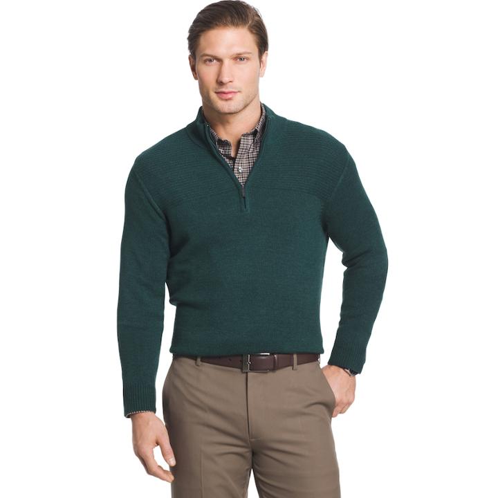 Big & Tall Van Heusen Regular-fit Textured Quarter-zip Pullover Sweater, Men's, Size: 4xb, Green Oth