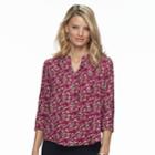 Petite Dana Buchman Flange Button Down Blouse, Women's, Size: S Petite, Med Pink