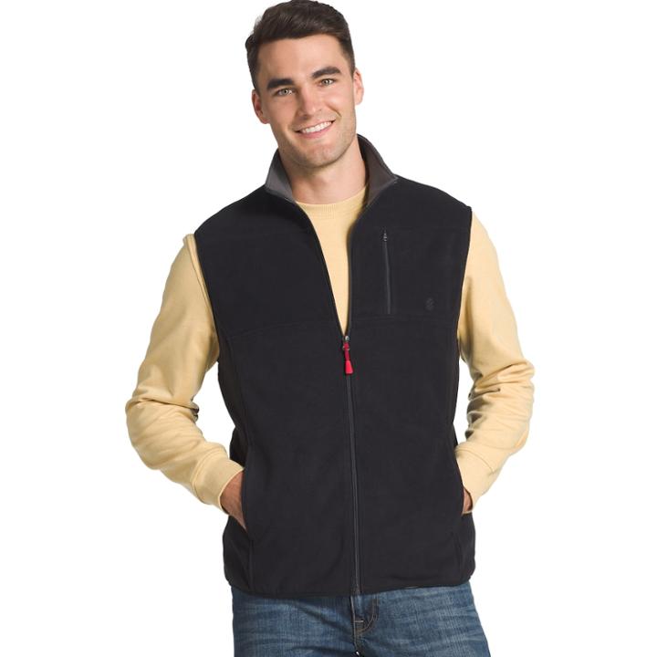 Men's Izod Latitude Regular-fit Stretch Performance Polar Vest, Size: Large, Black