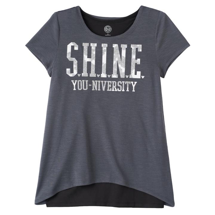 Girls 7-16 Double Layer Tulip Back Tank Top Tee, Size: 12, Dark Grey