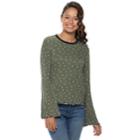 Juniors' Love, Fire Bell Sleeve Ringer Top, Teens, Size: Medium, Thyme Heart Print