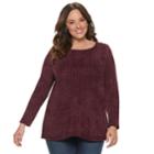 Plus Size Dana Buchman Chenille Tunic Top, Women's, Size: 1xl, Drk Purple