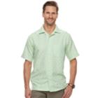 Men's Haggar Classic-fit Textured Microfiber Easy-care Button-down Shirt, Size: Large, Green