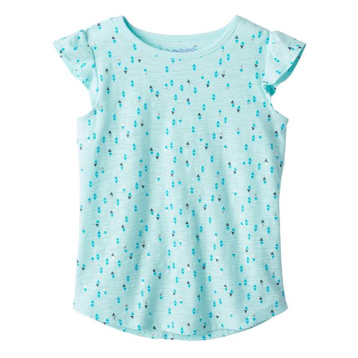 Girls 4-10 Jumping Beans&reg; Pattern Flutter Sleeves Tee, Girl's, Size: 6x, Med Blue