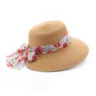 Women's Dana Buchman Backless Floppy Hat With Floral Scarf, White