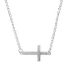 Itsy Bitsy Sterling Silver Sideways Cross Necklace, Women's, Size: 16, Grey