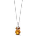 Sterling Silver Baltic Amber Owl Pendant Necklace, Women's, Size: 18, Brown