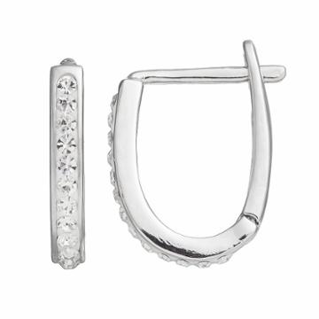 Silver Luxuries Silver Plated Crystal U Hoop Earrings, Women's, White