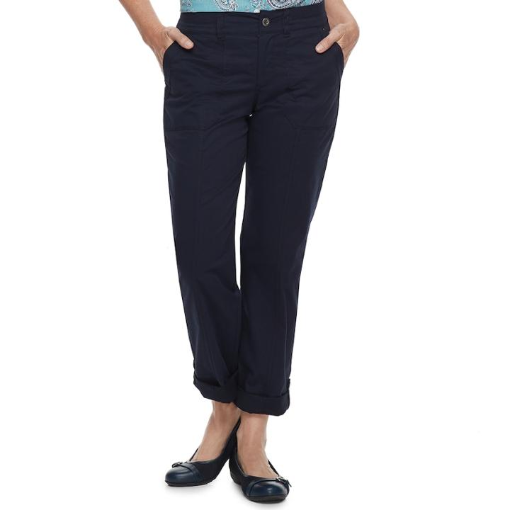 Women's Croft & Barrow&reg; Convertible Twill Pants, Size: 16, Dark Blue