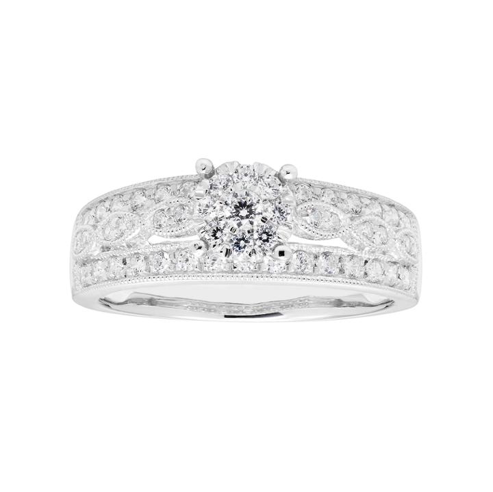 Lovemark 10k White Gold 1/2 Carat T.w. Diamond Cluster Ring, Women's, Size: 6