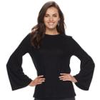 Women's Apt. 9&reg; Knit Bell Sleeve Top, Size: Large, Black