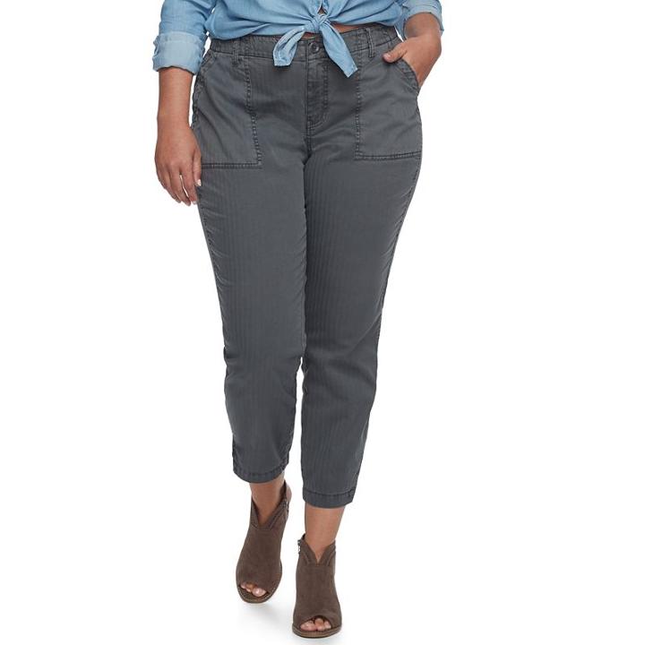 Plus Size Sonoma Goods For Life&trade; Straight-leg Sateen Ankle Pants, Women's, Size: 22 W, Dark Grey