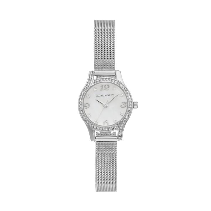 Laura Ashley Women's Crystal Mesh Band Watch, Size: Small, Grey