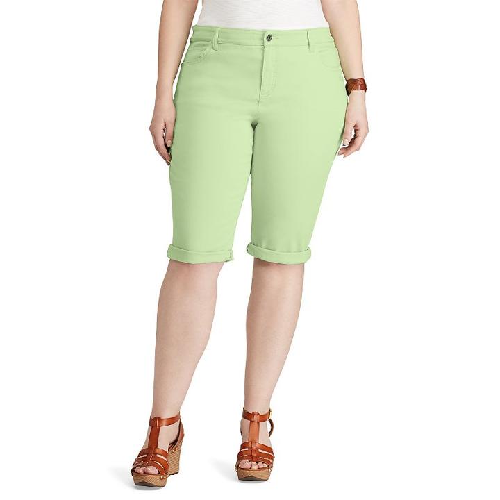 Plus Size Chaps Cuffed Twill Capris, Women's, Size: 18 W, Green