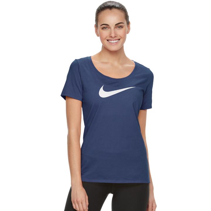 Women's Nike Swoosh Short Sleeve Graphic Tee, Size: Large, Brt Blue