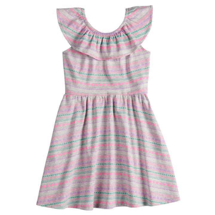 Girls 4-10 Jumping Beans&reg; Ruffled Neck Skater Dress, Size: 5, Light Grey