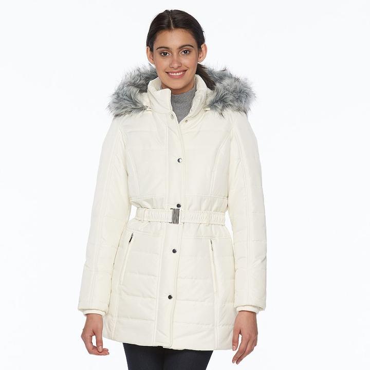 Women's D.e.t.a.i.l.s Hooded Quilted Jacket, Size: Large, White Oth