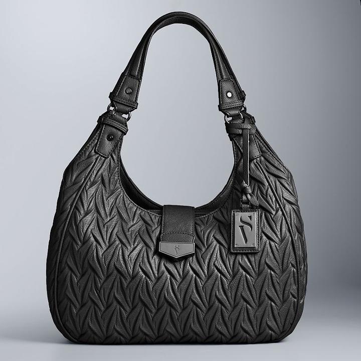 Simply Vera Vera Wang Tailor Large Hobo, Women's, Black