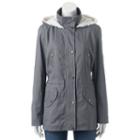 Juniors' Pink Envelope Faux-fur Hooded Anorak Jacket, Girl's, Size: Small, Med Grey