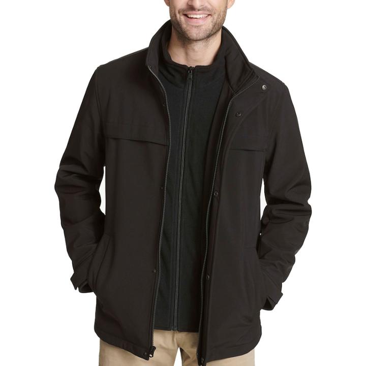 Men's Dockers Jackson Softshell Performance Car Coat With Microfleece Bib, Size: Xxl, Black