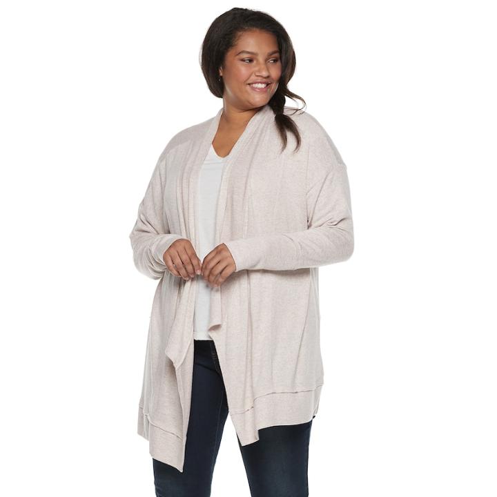 Juniors' Plus Size So&reg; Waterfall Hacci Cardigan, Teens, Size: 2xl, Light Pink