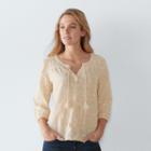 Women's Sonoma Goods For Life&trade; Embroidered Peasant Top, Size: Medium, Med Beige