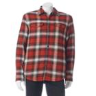 Men's Field & Stream Classic-fit Plaid Sherpa-lined Button-down Shirt, Size: Large, Red