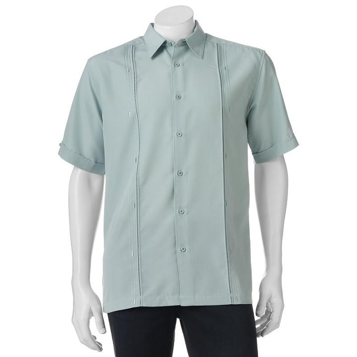 Men's Havanera Embroidered Panel Button-down Shirt, Size: Xl, Grey Other