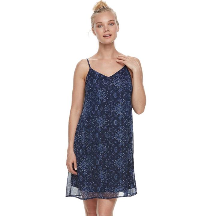 Juniors' Mudd&reg; Printed Chiffon Slip Dress, Teens, Size: Medium, Blue