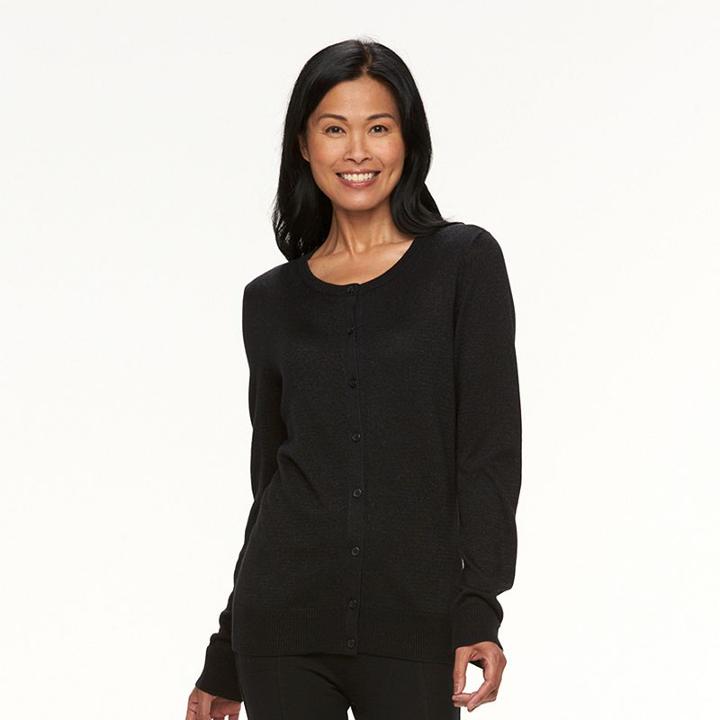 Women's Croft & Barrow&reg; Solid Button-front Cardigan, Size: Small, Black