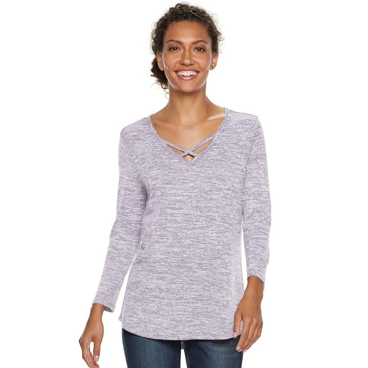 Women's Sonoma Goods For Life&trade; Supersoft Crisscross Tee, Size: Large, Silver
