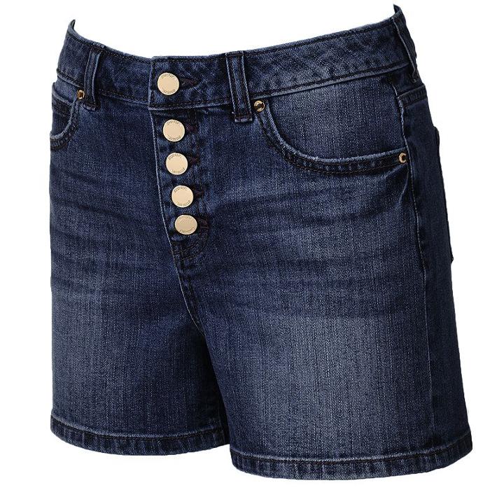 Women's Jennifer Lopez High-rise Jean Shorts, Size: 10, Dark Blue