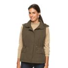 Women's Kc Collections Microfiber Hooded Anorak Vest, Size: Xl, Green