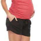 Maternity A:glow Full Belly Panel Cuffed Twill Shorts, Women's, Size: Xxl-mat, Black