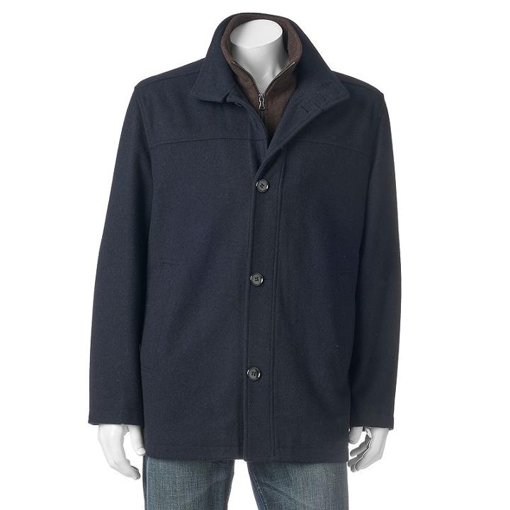 Big & Tall Towne Wool-blend Car Coat, Men's, Size: 3xl Tall, Blue (navy)