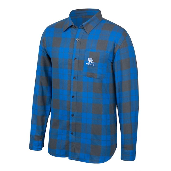 Men's Kentucky Wildcats Run Around Plaid Shirt, Size: Xl, Brt Blue
