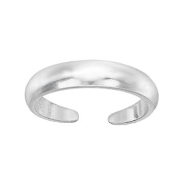 Barefootsies Silver Plated Polished Toe Ring, Women's, Grey
