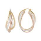 Silver Classics 18k Gold Over Silver & Sterling Silver Tri-tone Oval Hoop Earrings, Women's