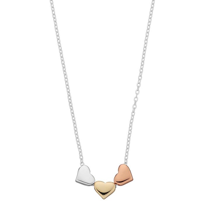 Love This Life Tri-tone Sterling Silver Heart Necklace, Women's