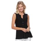 Women's Croft & Barrow&reg; Pintuck Jacquard Top, Size: Xxl, Black