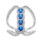 Sterling Silver Cubic Zirconia Openwork Ring, Women's, Size: 9, Blue