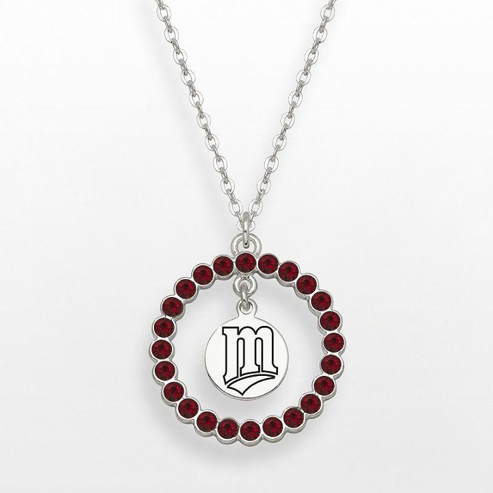 Logoart Minnesota Twins Silver Tone Crystal Logo Charm Circle Pendant, Women's, Size: 18, Red